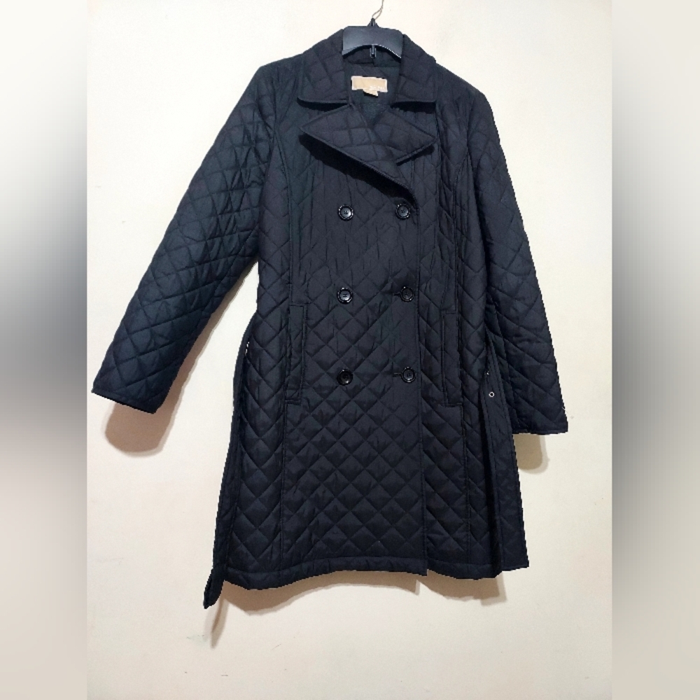 Michael Kors Black Quilted Trench Coat Sz-M